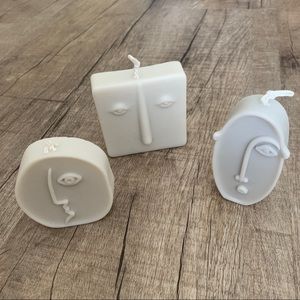 Set of 3 abstract face candles
